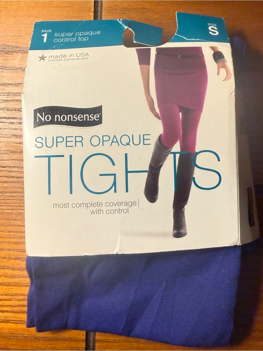 No Nonsense SAU BLUE SHOCK Super Opaque Control Top Tights Sz Sm
